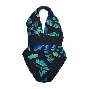 Carmen Marc Valvo Halter 1 Piece Swimsuit Size 10